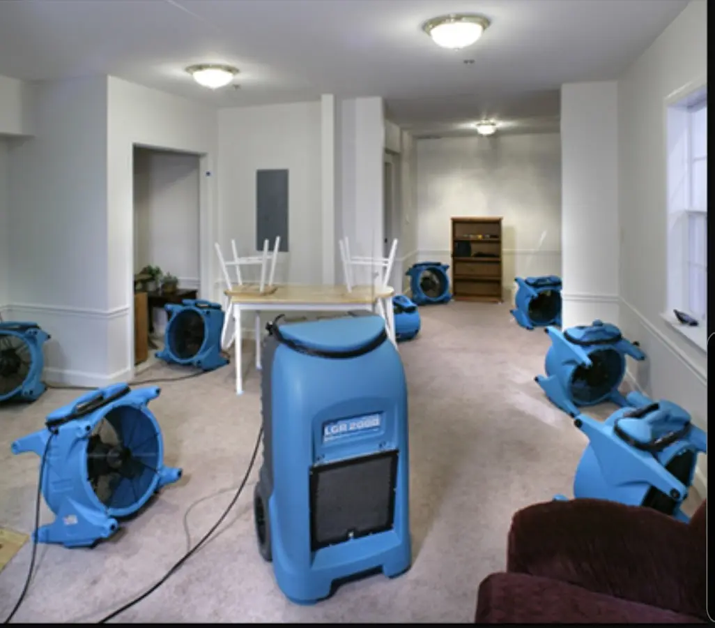 Air movers and dehumidifier setup for Water Extraction & Removal in Westview